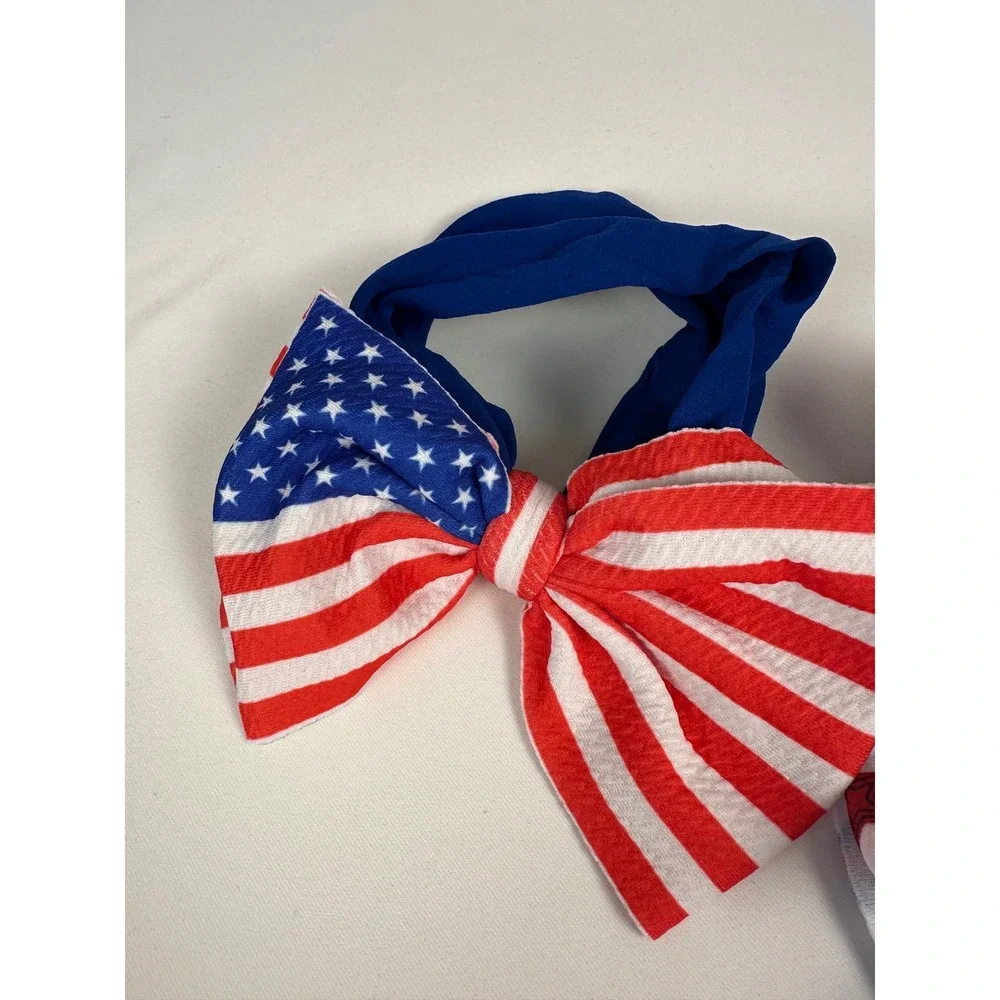 Unbranded Headband Infant 2 Pack Red White Blue Patriotic Stars Stripes Bows